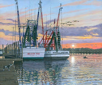 Shem Creek Shrimpers Charleston Poster Print by Richard Harpum