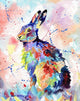 Colour Hare Poster Print by Sarah Stribbling featuring vibrant colors and whimsical design.