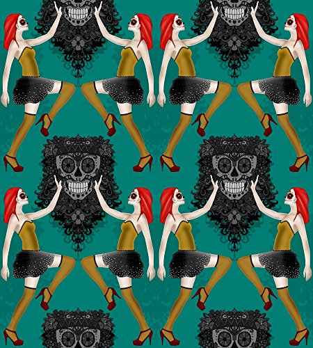 Day of the Dead damask poster print by Sharon Turner featuring vibrant colors and intricate patterns.