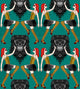 Day of the Dead damask poster print by Sharon Turner featuring vibrant colors and intricate patterns.