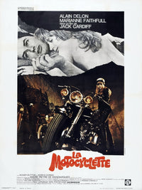 The Girl On A Motorcycle movie poster featuring Alain Delon and Marianne Faithfull.