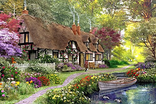 Woodland Walk Cottage Poster Print by Dominic Davidson, serene nature artwork