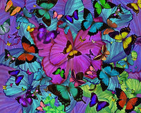 Butterfly Explosion Radial Pink Poster Print by Alixandra Mullins featuring vibrant pink butterflies in a radial design.