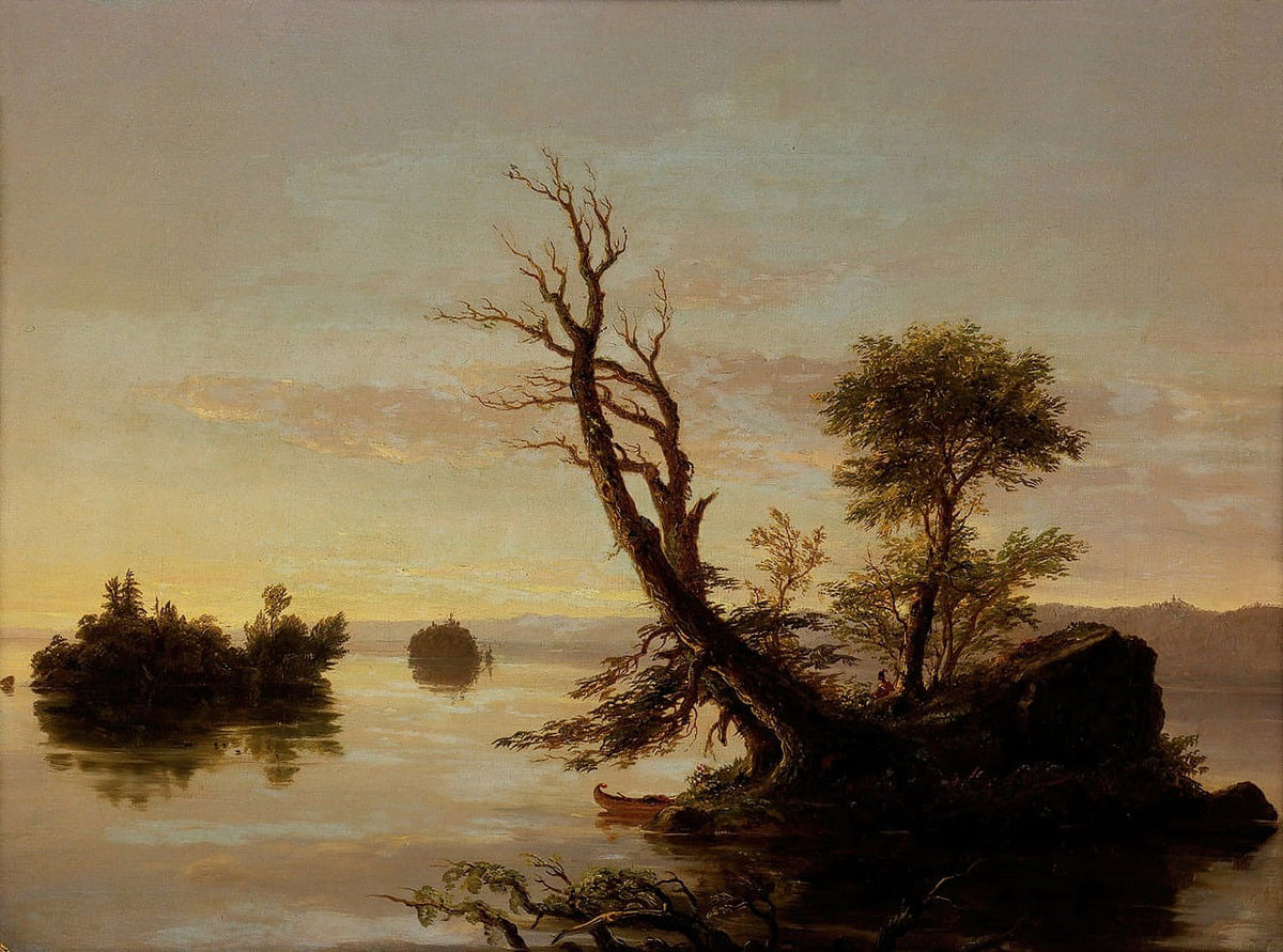 American Lake Scene art print by Thomas Cole - serene landscape artwork