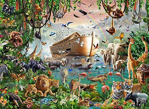 Noah's Ark Poster Print by Adrian Chesterman showcasing vibrant colors and whimsical design.