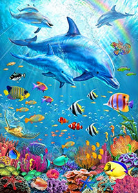 Dolphin Deep Poster Print by Adrian Chesterman showcasing dolphins underwater.