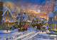 Small Town Christmas Poster Print by Dominic Davidson featuring a charming winter village scene.