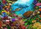 Turtle's Ocean Voyage Poster Print by Gerald Newton showcasing vibrant colors and ocean life.