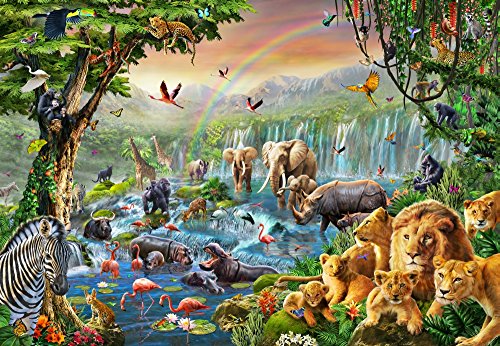 Jungle River Poster Print by Adrian Chesterman showcasing lush greenery and serene river.