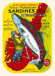 Vintage Norwegian Sardines Poster Print showcasing classic seafood label design.