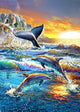 Whale and Dolphins Poster Print by Adrian Chesterman showcasing majestic marine life.