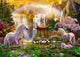 Unicorn Valley of the Waterfalls Poster Print featuring a magical landscape by Jan Patrick.