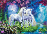 Forest Unicorns Poster Print by Jan Patrick showcasing magical unicorns in a forest.