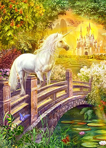 Enchanted Garden Unicorns Poster Print by Jan Patrick, featuring vibrant unicorns in a magical garden.