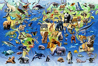 One Hundred Endangered Species Poster Print by Adrian Chesterman showcasing various endangered animals.
