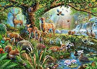 Woodland Creatures Poster Print featuring whimsical animals by Adrian Chesterman