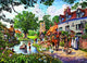 A Village in Summer Poster Print by Steve Crisp showcasing vibrant village scenery.