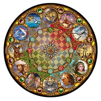 Zodiac Circular Mandala Poster Print by Ciro Marchetti featuring intricate zodiac designs.