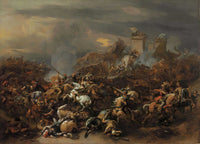 Poster print of the battle between Alexander and Porus by Nicolaes Pietersz. Berchem