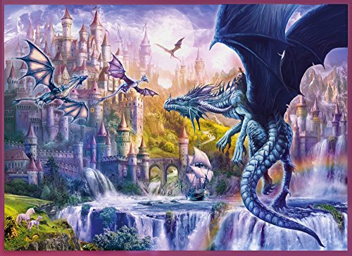 Dragon Castle Poster Print by Jan Patrick, vibrant fantasy wall art