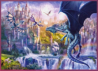 Dragon Castle Poster Print by Jan Patrick, vibrant fantasy wall art