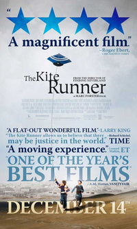 The Kite Runner movie poster showcasing emotional scenes from the film.