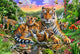 Tiger and Cubs Poster Print by Adrian Chesterman featuring vibrant colors and playful cubs.
