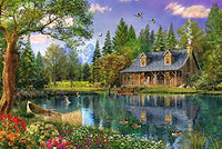 Crystal Lake Cabin Poster Print by Dominic Davidson showcasing serene nature.