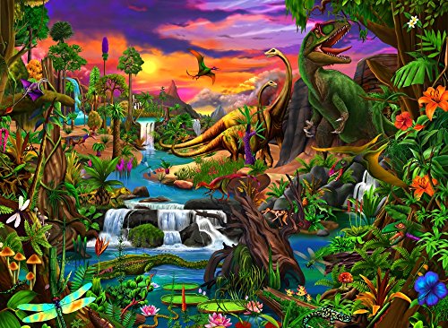 Vibrant Jurassic Dinosaurs Poster Print by Gerald Newton