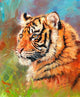 Young Amur Tiger Poster Print by David Stribbling showcasing vibrant colors and intricate details.