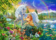 Princess and Unicorn Twilight Poster Print featuring a magical princess and unicorn in a twilight setting.