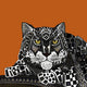 Snow leopard poster print by Sharon Turner, showcasing a majestic animal in vibrant detail.