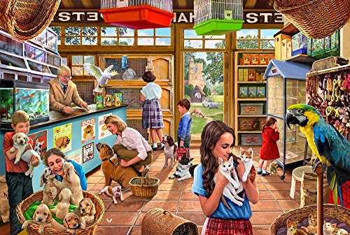 Colorful PET SHOP poster print by Steve Crisp featuring playful animals.