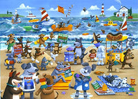 Dogs Beach Poster Print featuring playful dogs at the beach by Peter Adderley