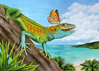 Lizard Landing Poster Print by Carolyn Steele featuring vibrant colors and intricate details