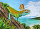 Lizard Landing Poster Print by Carolyn Steele featuring vibrant colors and intricate details