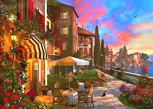 Lake Como Sunset Poster Print by Dominic Davidson, vibrant nature art.