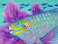 Vibrant Parrotfish Poster Print by Carolyn Steele showcasing colorful marine life.