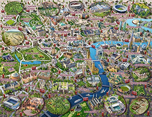 London Landmarks Poster Print by Adrian Chesterman showcasing iconic city landmarks.