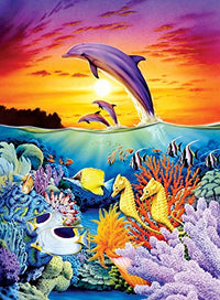 Seahorse Dolphins Poster Print by Robin Koni, showcasing marine life.