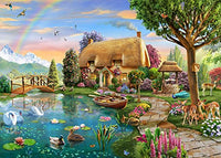 Lakeside Cottage Poster Print by Adrian Chesterman showcasing serene nature scenery.