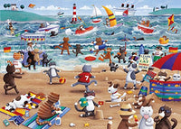 Beach Cats Poster Print by Peter Adderley showcasing playful felines at the beach.