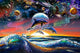 Universal Dolphins Poster Print by Adrian Chesterman, vibrant marine artwork.
