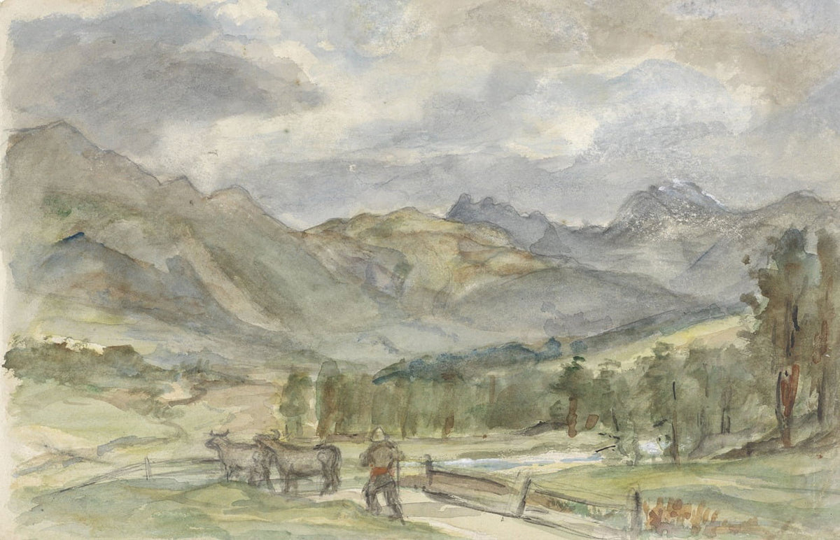 Pastoral Landscape with Herdsman and Cows Poster Print by Jozef Israëls