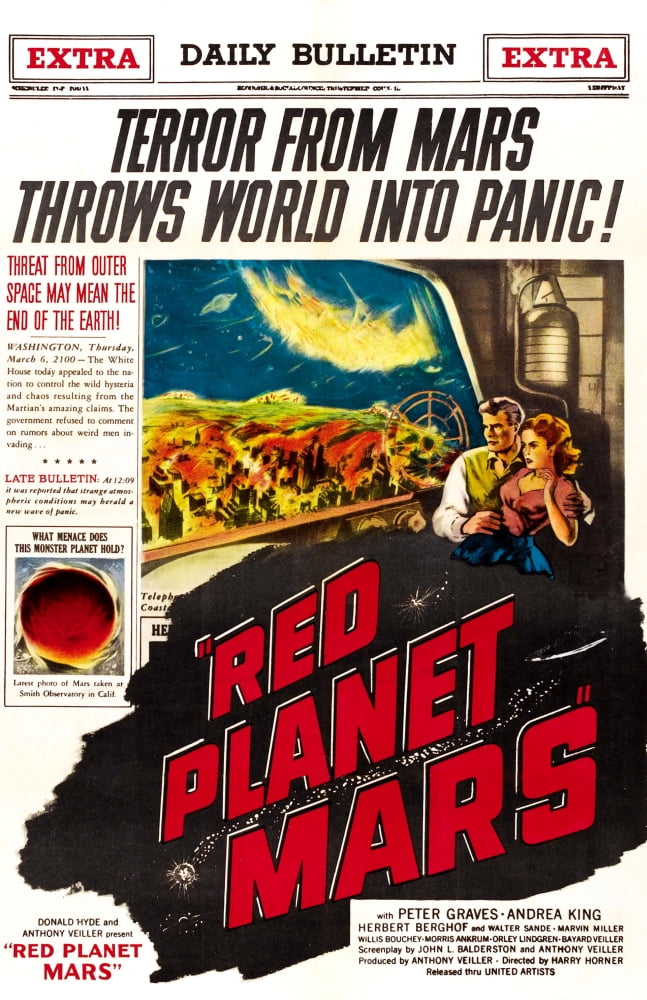 Red Planet Mars Movie Masterprint Poster featuring Peter Graves and Andrea King from 1952