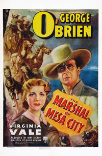 The Marshal Of Mesa City 1939 movie poster featuring Virginia Vale and George O'Brien.