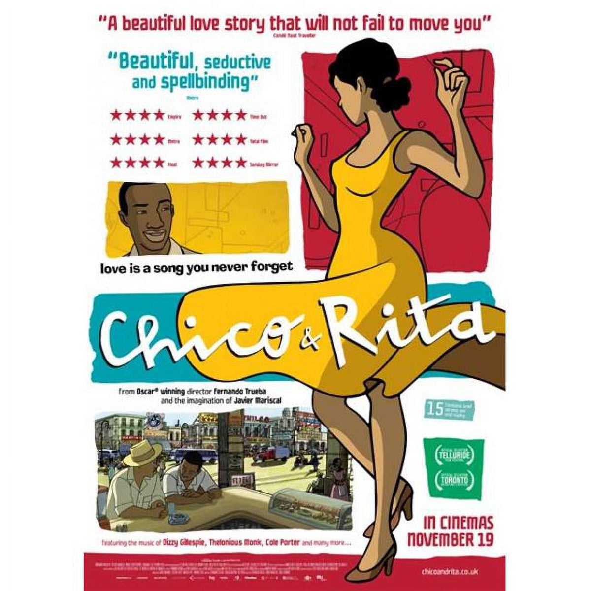 Chico & Rita Movie Poster Print 27x40 - vibrant artwork capturing the essence of love and music.