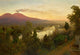 Campo Santo in Poggioreale poster print featuring Vesuvius by Oswald Achenbach