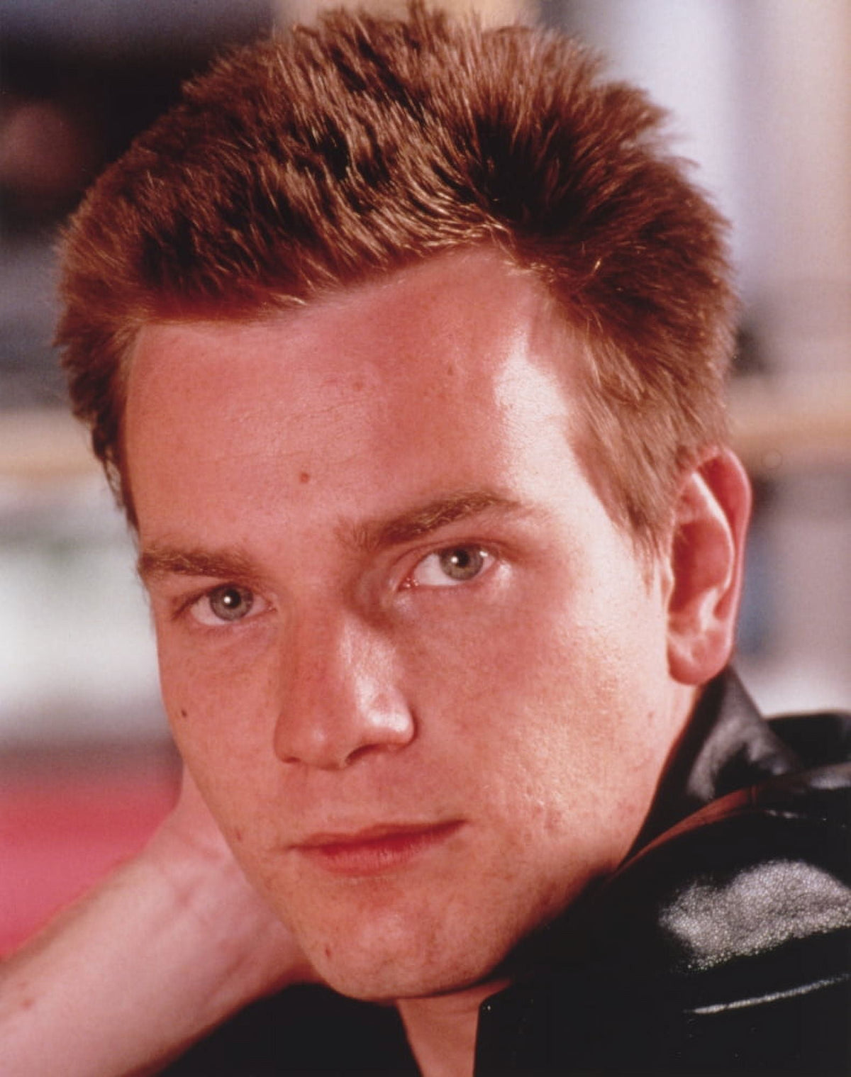 Ewan McGregor portrait photo print in black leather jacket.