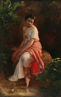A Woman Bathing by August Riedel - Art Print